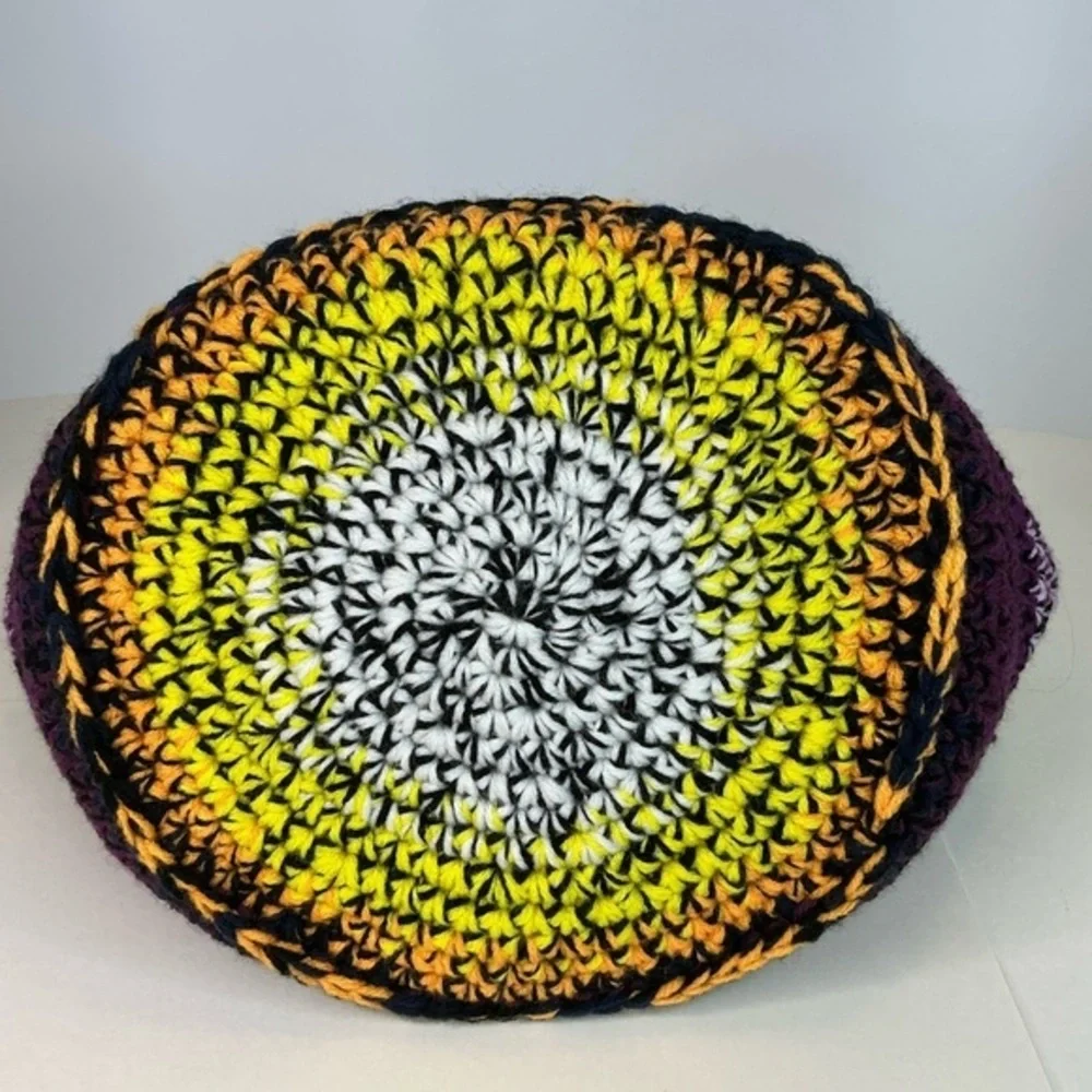 Handcrafted Multicolor Crochet Scrap Woven Tote Bag Basket Storage Handmade Knit